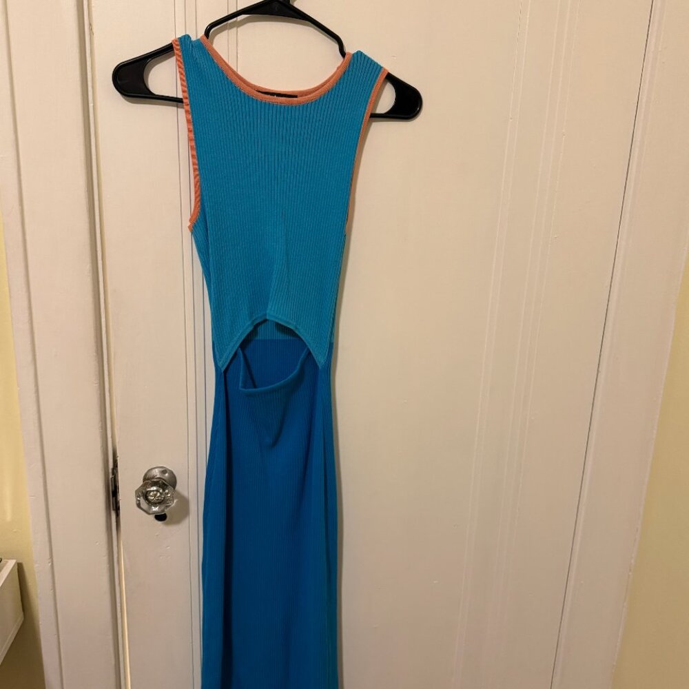 Lulus Ribbed Colorblock Midi Dress – Size Small